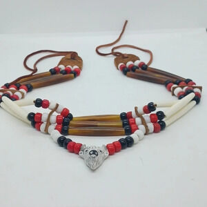 NEW HANDMADE UNISEX TRIBAL CHOKER NECKLACE WITH BUFFALO HEAD